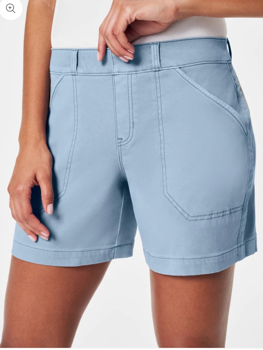 SPANX 20318R Blue Cotton Blend Elastic Waist Pull On Stretch Twill Shorts M/L